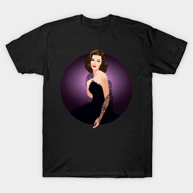 Gene Tierney T-Shirt by AlejandroMogolloArt